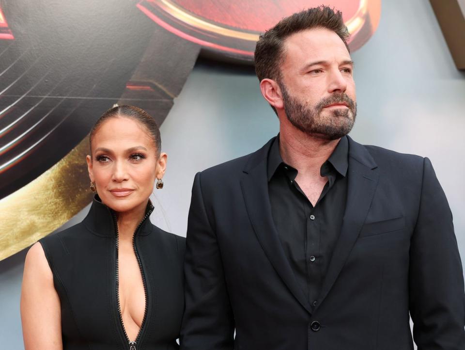 Jennifer Lopez and Ben Affleck attend the Los Angeles premiere of The Flash. 2023 (Getty Images)