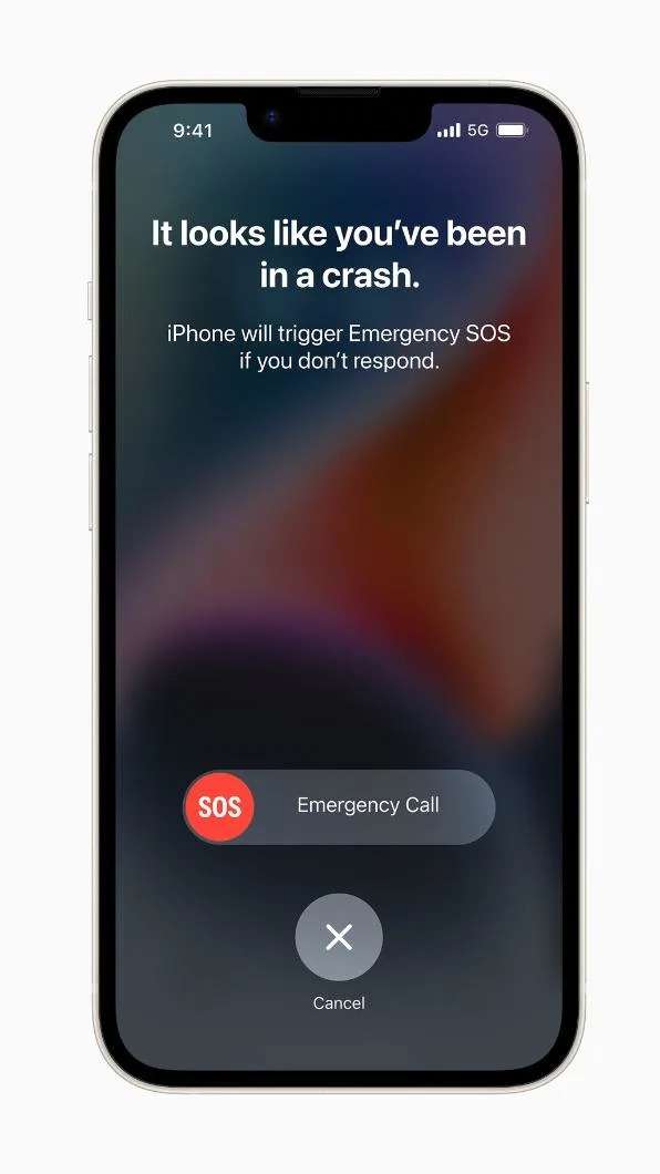 在iOS 16.2中，若觸發SOS緊急求救功能，畫面會跳出提示以便讓用戶能夠確認。（圖／翻攝自蘋果官網）