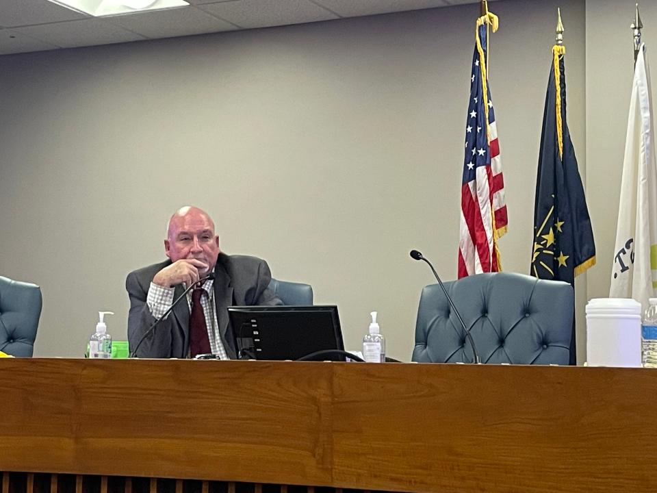 Tom Dixon, the Republican member of the St. Joseph County Election Board, listens to public comment during Wednesday's meeting.