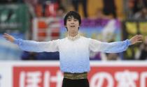 Figure Skating - ISU Grand Prix Rostelecom Cup 2017 - Men's Short Program - Moscow, Russia - October 20, 2017 - Yuzuru Hanyu of Japan reacts after the performance. REUTERS/Alexander Fedorov