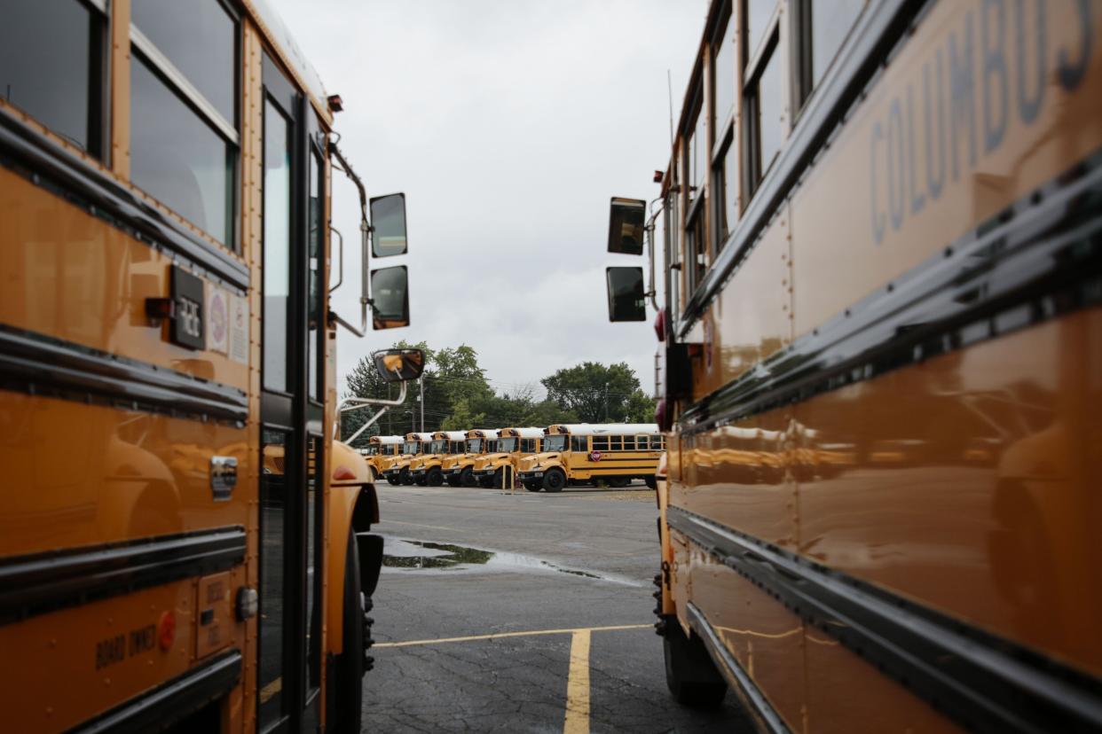 Columbus City school district buses are parked at the Moler Transporation Services Center in Columbus in this 2019 Dispatch file photo.