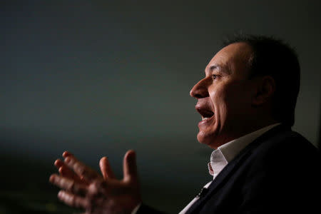 Alfonso Durazo, who will be appointed as Public Security Minister for the National Regeneration Movement (MORENA), gestures during an interview with Reuters in Mexico City, Mexico January 18, 2018. REUTERS/Carlos Jasso