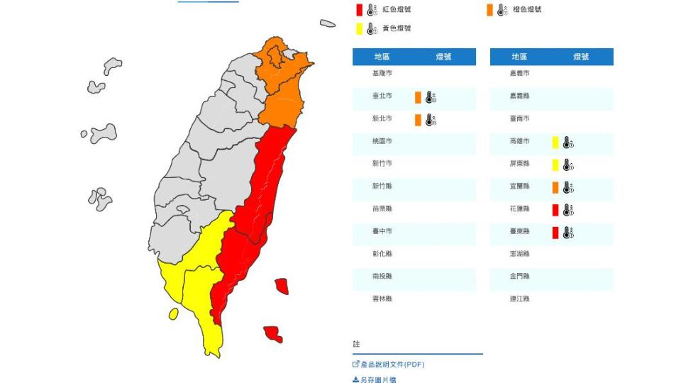 明日各地區氣溫高溫炎熱，外出記得做好防曬。（圖／中央氣象局）