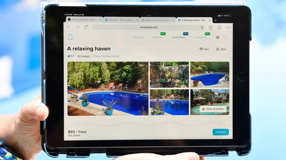Sharon Hardy of Cherry Hill has been using a website called Swimply to allow others to rent her pool. 
