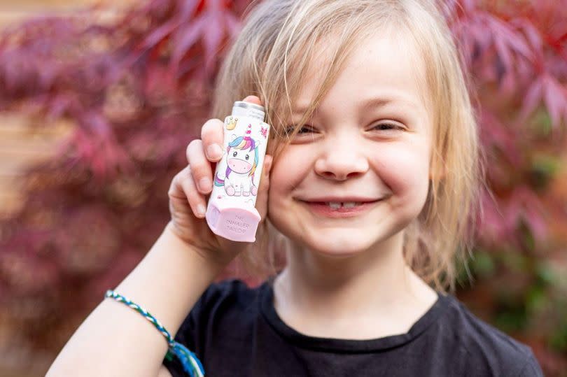 Martha loves her new unicorn inhaler