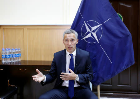 NATO Secretary-General Jens Stoltenberg speaks during an interview in Kabul, Afghanistan September 27, 2017. REUTERS/Mohammad Ismail