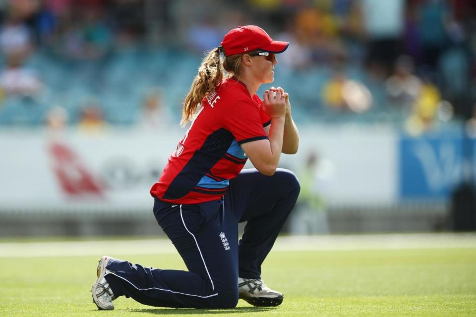 Shrubsole takes a catch in a T20 clash with Australia (Getty Images)