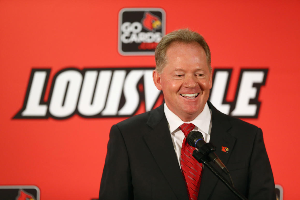 Bobby Petrino is introduced as Louisville's next head coach.