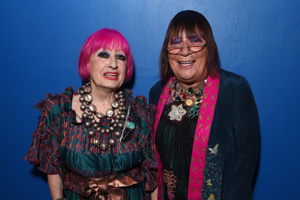 Dame Zandra Rhodes and Hilary Alexander (Getty Images for Fashion and Tex)