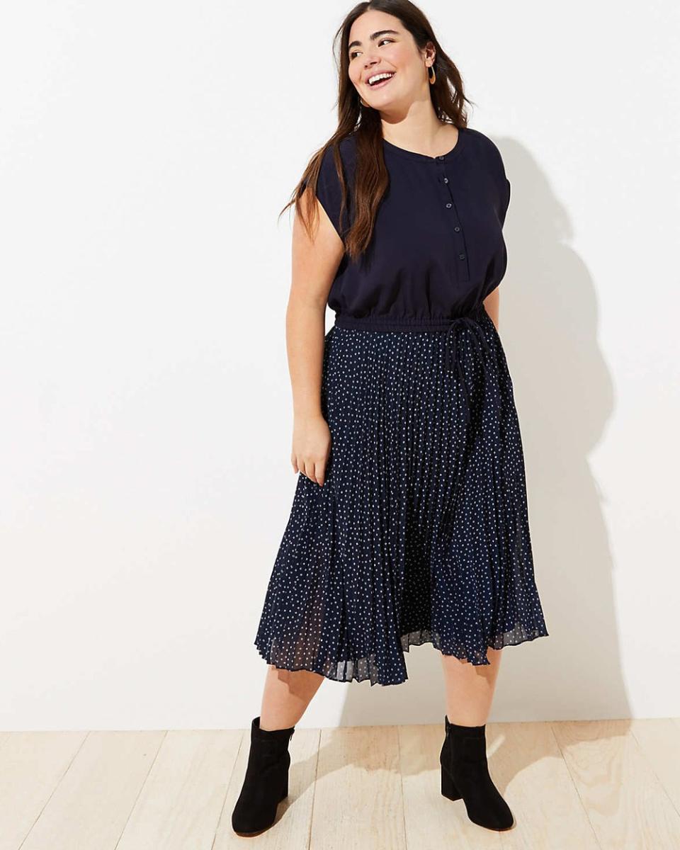 LOFT Plus Pleated Henley Dress