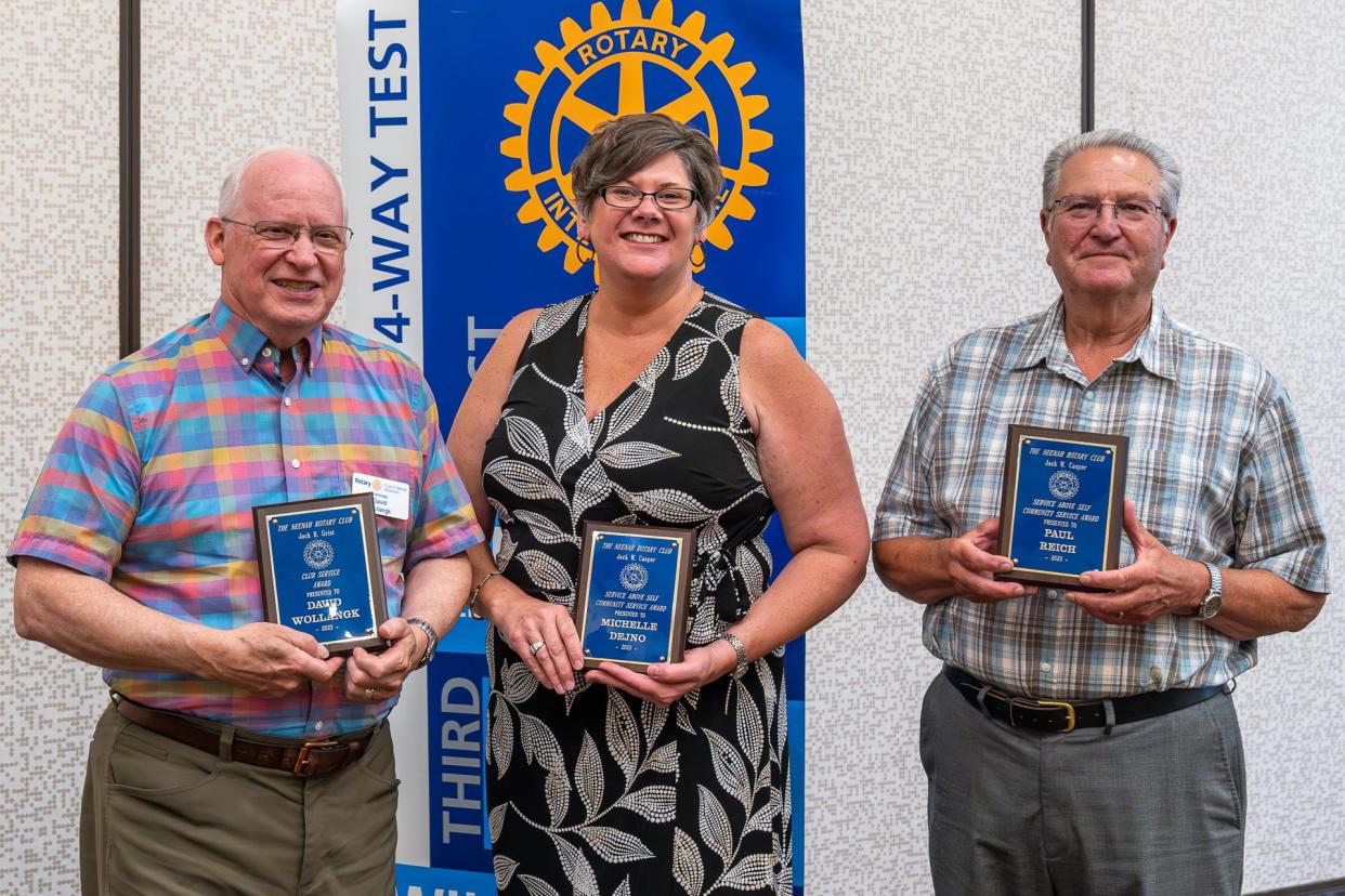 Dave Wollangk, Michelle Dejno and Paul Reich were presented with service awards by the Rotary Club of Neenah.