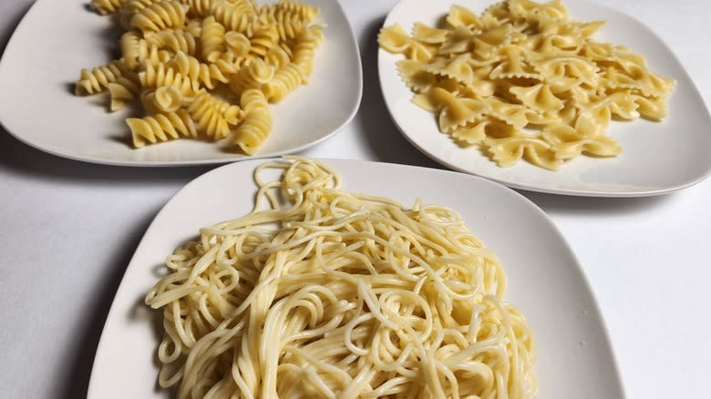 rotini farfalle and angel hair pasta