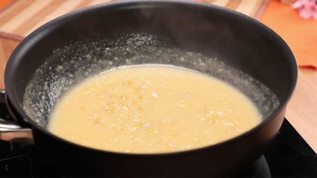 corn sauce in a saucepan