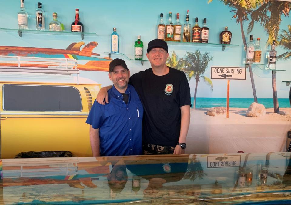 Jesse Bennett, right, and business partner and general manager Shawn Hausman opened Big Daddy J's 5 Great Things Watering Station and Restaurant in Cocoa Beach in late February.