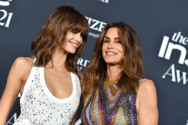 Kaia Gerber (left) poses with her mother, Cindy Crawford.