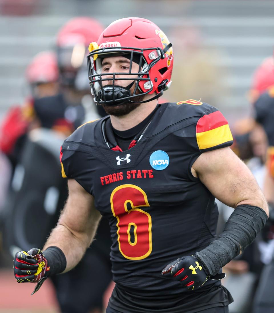 Ferris State starting middle linebacker Konnor Near, of St. Johns, helped lead the Bulldogs to a second-straight Division II national championship.