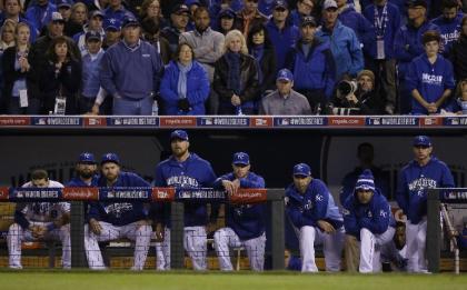 The Royals were shut out by Madison Bumgarner over the final five innings of Game 7. (AP)