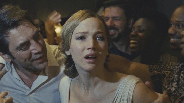 Javier Bardem and Jennifer Lawrence star in "mother!" (Photo: Paramount Pictures)