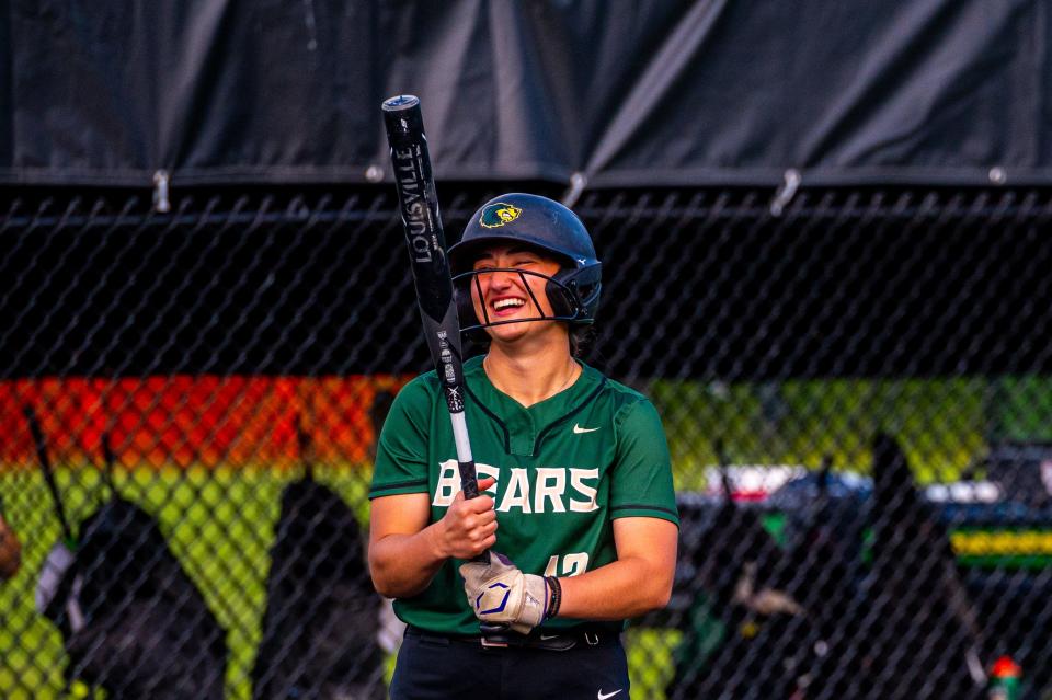 GNB Voc-Tech's Ana Tsonis is all smiles during her at bat.