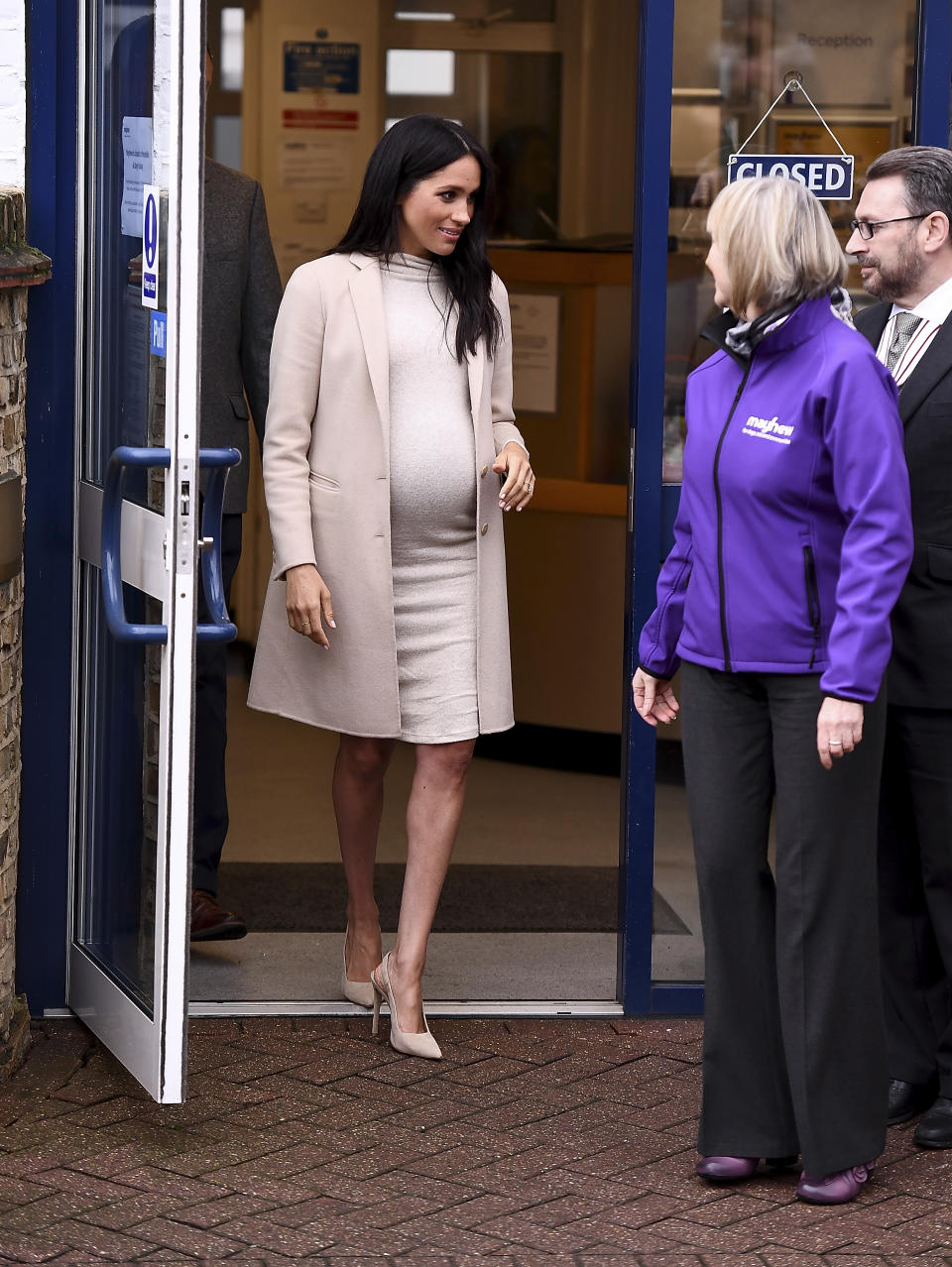 Meghan wore a $45 dress from H&M for the visit [Photo: Getty]