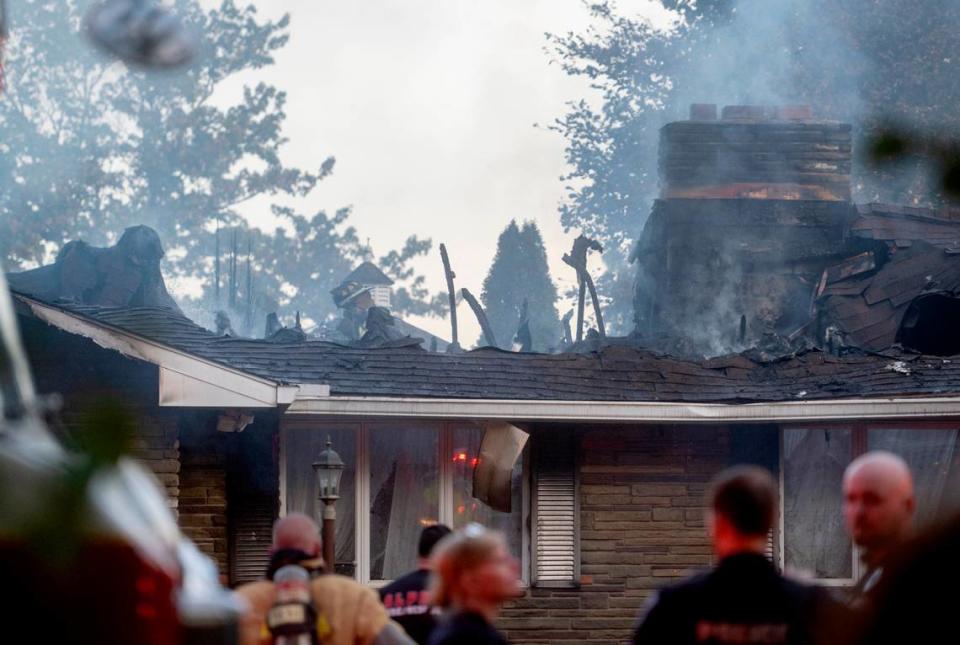 Centre County fire crews work on the scene of a house fire in the 900 block of Oak Ridge Avenue in College Township on Thursday, Sept. 21, 2023.