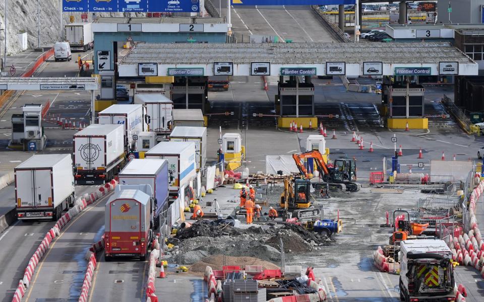 Work is carried out on the installation of the new Entry/Exit System (EES) at the Port of Dover, in Kent