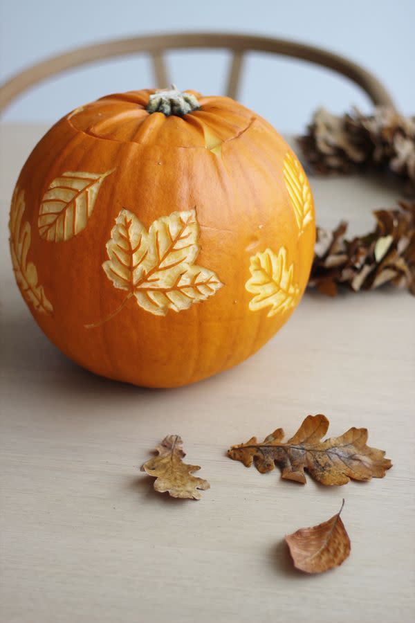 Autumn Leaf Pumpkin Carving Idea