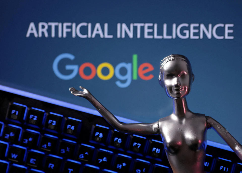 Google logo and AI Artificial Intelligence words are seen in this illustration taken, May 4, 2023. REUTERS/Dado Ruvic/Illustration