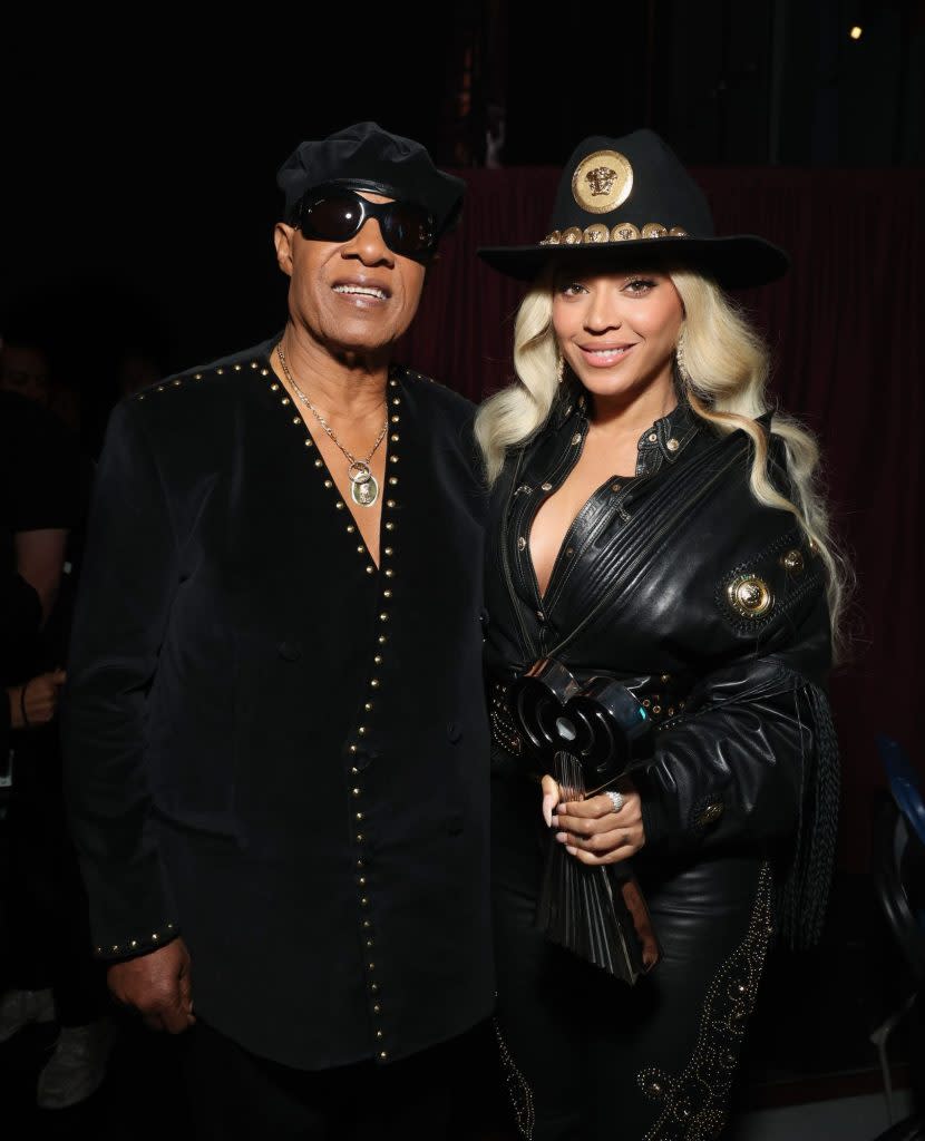 The pair posed for a photo backstage following Beyoncé’s big win. WireImage for iHeartRadio