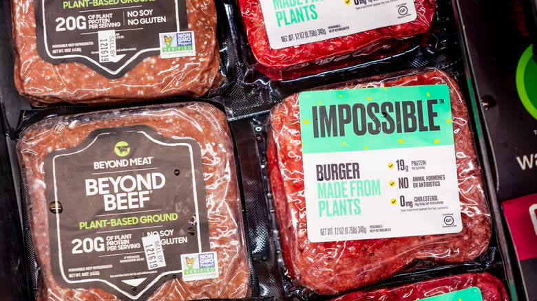 Packages of plant-based meat