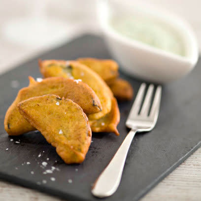 Aubergine Fritters with Chilli and Coriander Chutney: Recipe