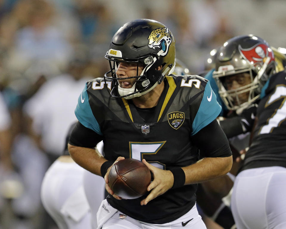 Jaguars quarterback Blake Bortles isn't guaranteed to start Week 1 after a terrible preseason game Thursday. (AP)