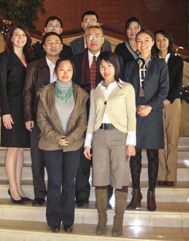 <p>Courtesy Nicole Shanahan</p> Before law school, Nicole Shanahan (second from right, with colleagues in 2007) worked at a law firm’s Beijing office.