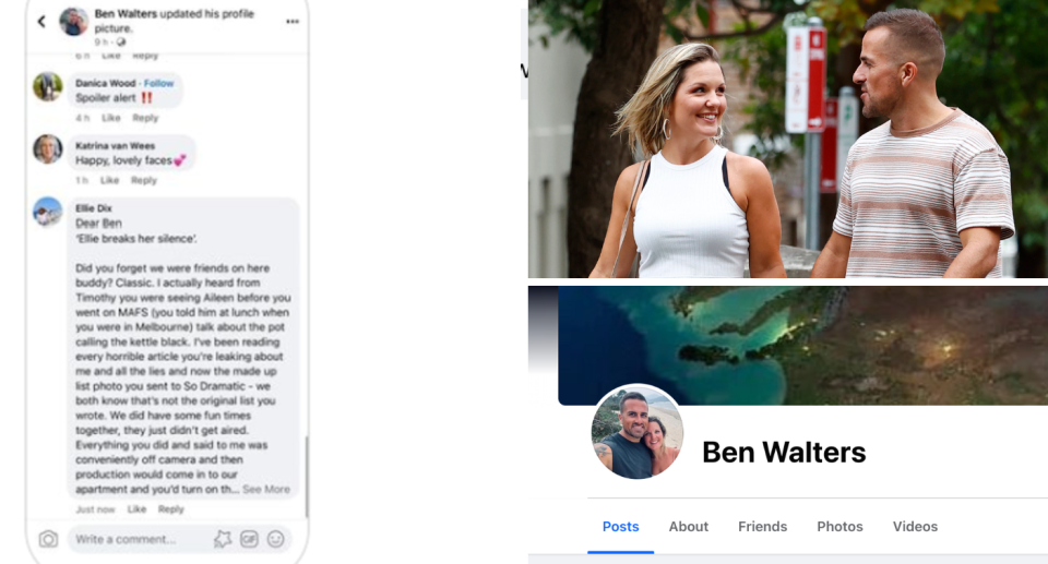 One of Ben's followers screen-captured Ellie's message before Ben deleted it. Credit: Facebook/Matrix