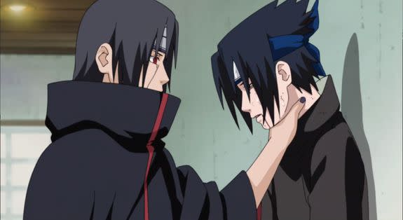 Sasuke getting completely OWNED by his brother Itachi.