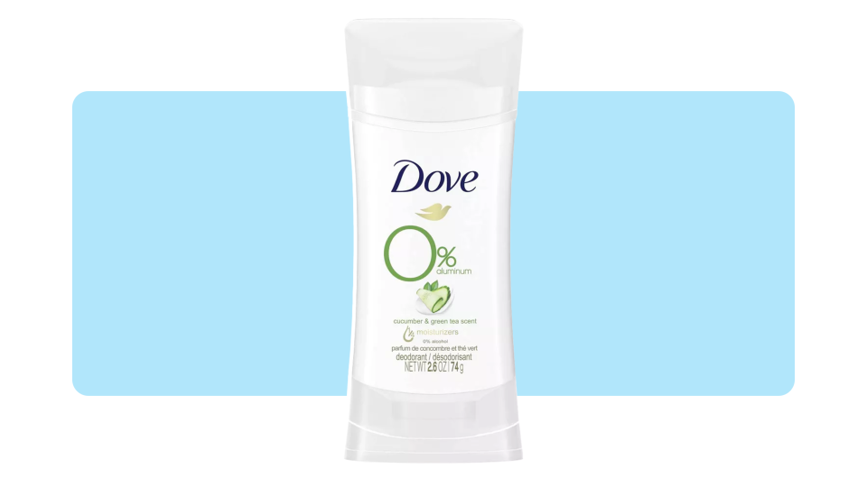 Keep B.O. at bay with the Dove Beauty 0% Aluminum Cucumber & Green Tea Deodorant Stick.