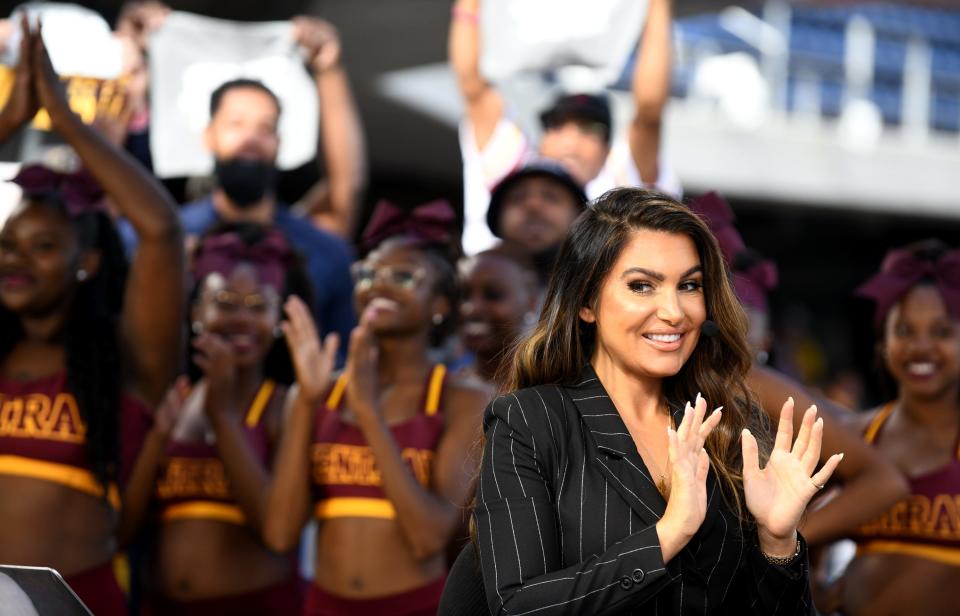 ESPN's 'First Take'  broadcasts live from Tom Benson Hall of Fame Stadium with host Molly Qerim, Friday, Sept. 2, 2022. The show was in town as part of the Black College Football Hall of Fame Classic