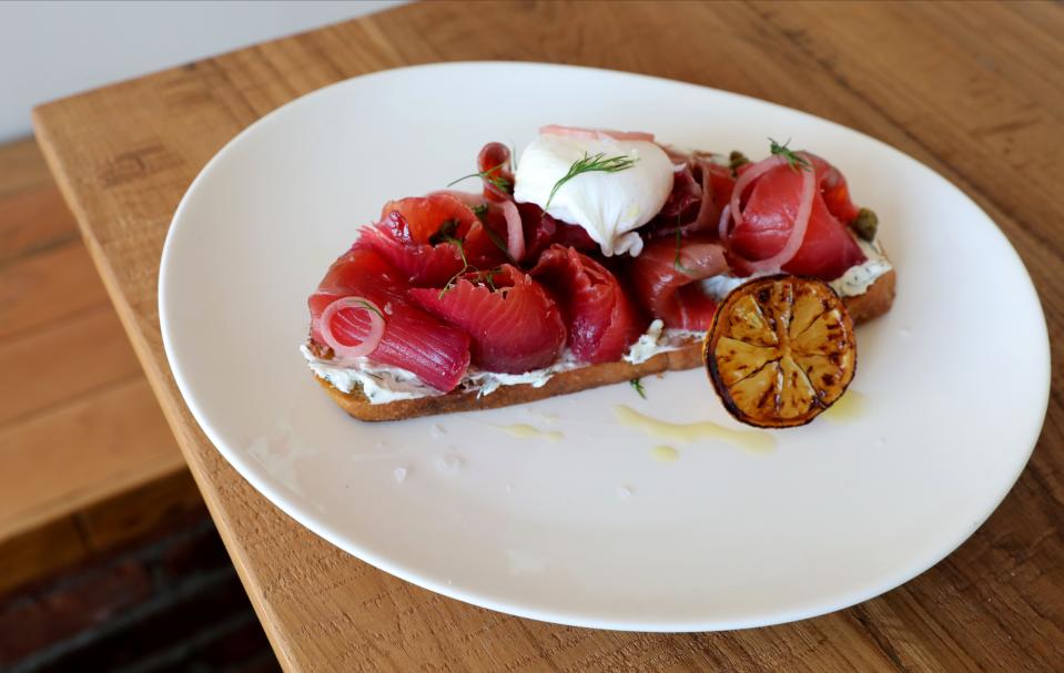 Smoked salmon toast at Cafe Diem on South Main Street in Pearl River, photographed Oct. 7, 2022.