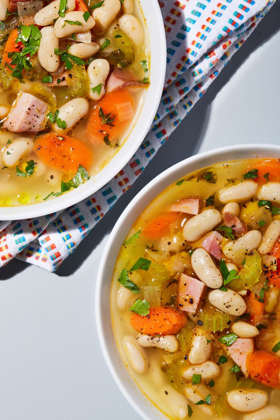 <p>Though ham soup is often thought about in terms of what to do with <a href="https://www.delish.com/holiday-recipes/christmas/g3094/leftover-ham/" rel="nofollow noopener" target="_blank" data-ylk="slk:leftover ham;elm:context_link;itc:0;sec:content-canvas" class="link ">leftover ham</a>, we think this <a href="https://www.delish.com/cooking/g1829/winter-soup/" rel="nofollow noopener" target="_blank" data-ylk="slk:soup;elm:context_link;itc:0;sec:content-canvas" class="link ">soup</a> is spectacular enough to stand on its own. It's warm and comforting and endlessly filling.</p><p>Get the <strong><a href="https://www.delish.com/cooking/recipe-ideas/a31357516/ham-and-bean-soup-recipe/" rel="nofollow noopener" target="_blank" data-ylk="slk:Ham & Bean Soup recipe;elm:context_link;itc:0;sec:content-canvas" class="link ">Ham & Bean Soup recipe</a></strong>.</p>