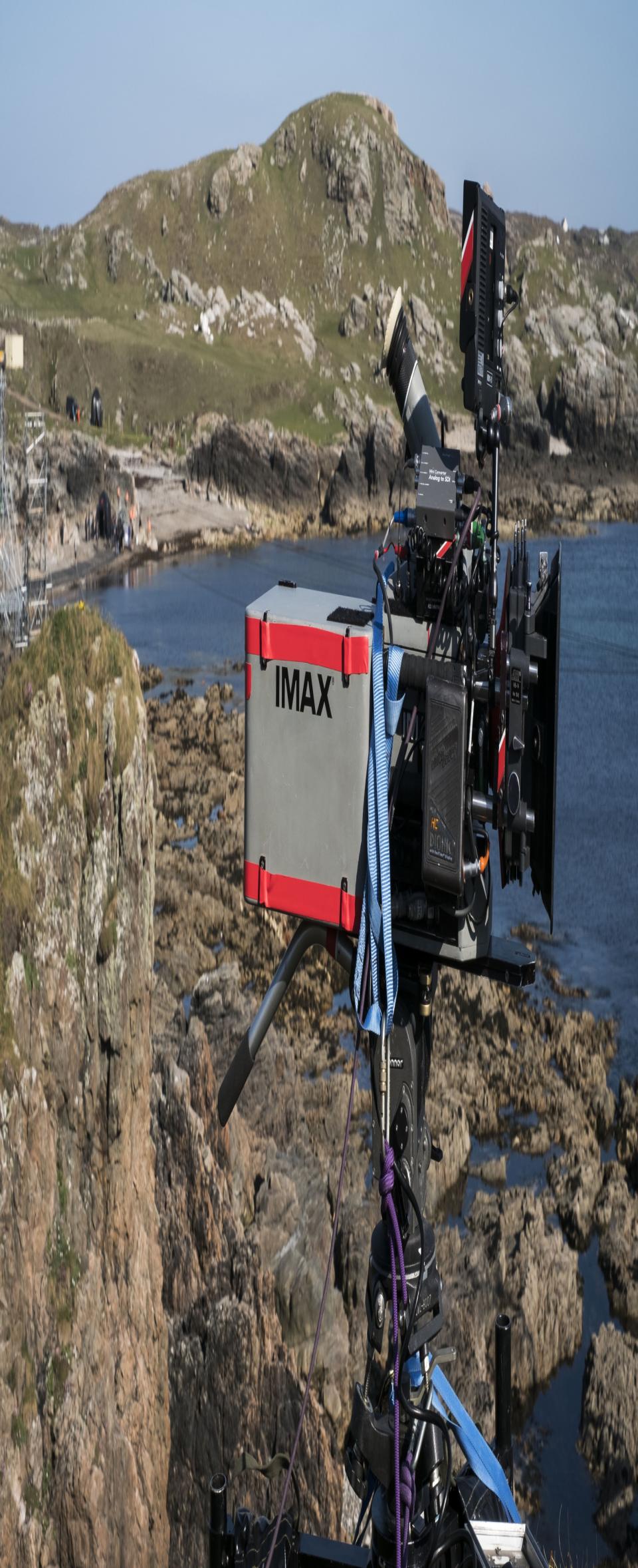 Imax camera on Skellig Michael during filming of <i>The Last Jedi.</i> (Photo: Lucasfilm/Imax)