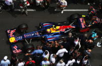 Mark Webber of Australia and Red Bull Racing lines up on the grid before the start of the Monaco Formula One Grand Prix at the Circuit de Monaco on May 27, 2012 in Monte Carlo, Monaco. (Paul Gilham/Getty Images)