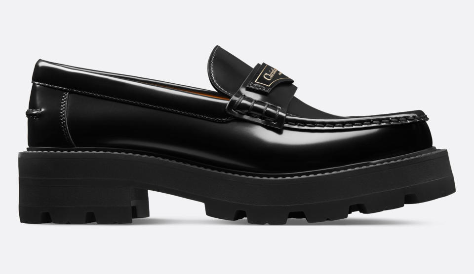 Dior, loafers, black loafers, leather loafers, lug sole loafers, lug sole shoes, womens loafers, logo loafers, penny loafers 