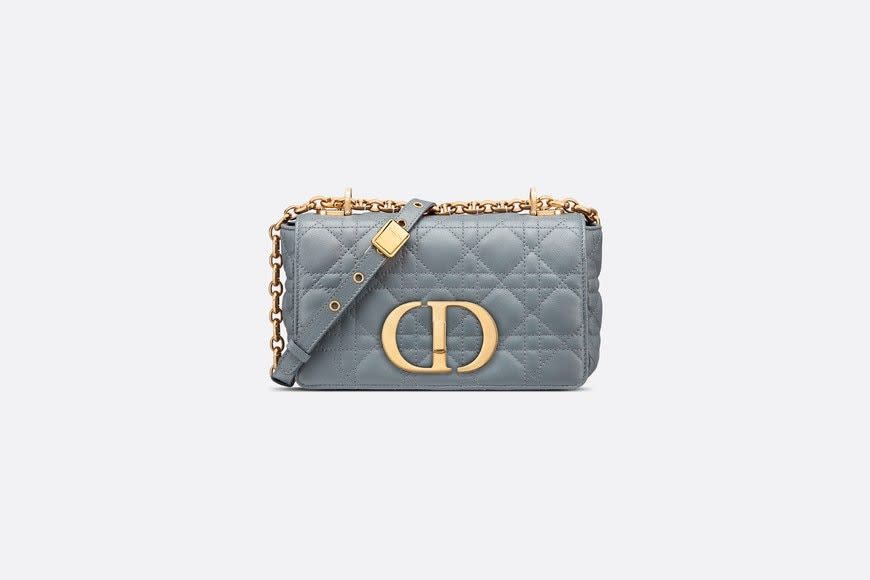 Small Dior Caro Bag Cloud Blue Soft Cannage Calfskin