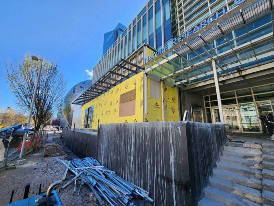 The N.C. Museum of Natural Sciences, usually entered from Bicentennial Plaza across from the N.C. Museum of History, will soon draw visitors to its Jones Street entrance that will feature the Deuling Dinosaurs exhibit and DinoLab, under construction now and slated to open in December 2023.