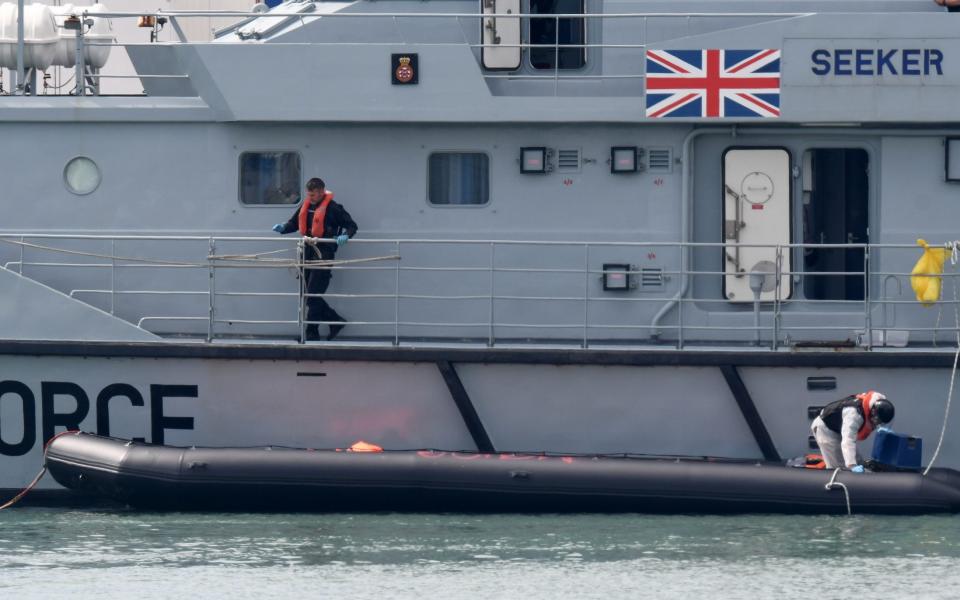 This 30ft boat is understood to have brought 60 people across the Channel on Wednesday - Steve Finn