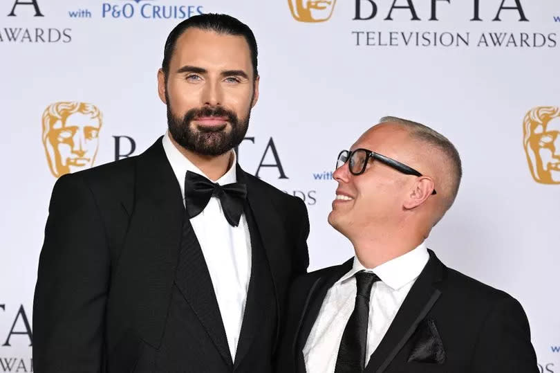 Rylan Clark and Rob Rinder pose in the Winners Room during the 2024 BAFTA Television Awards with P&O Cruises at The Royal Festival Hall on May 12, 2024 in London, England