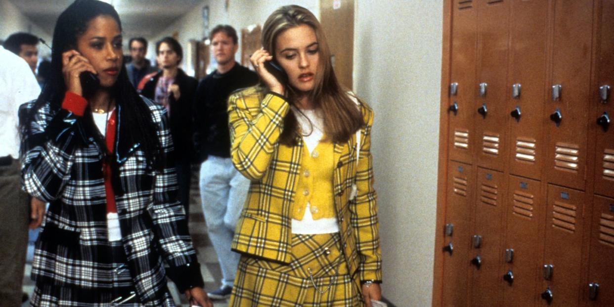 stacey dash and alicia silverstone walking and talking on their mobile phones in a scene from the film clueless, 1995 photo by paramount picturesgetty images