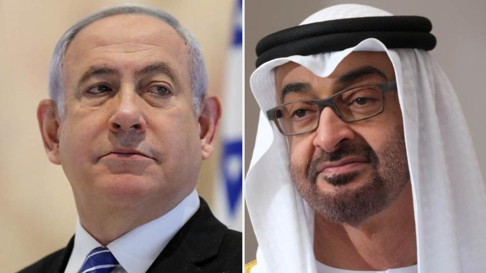 El primer ministro israelí, Benjamín Netanyahu, y el príncipe heredero de Abu Dhabi, Mohammed bin Zayed. 