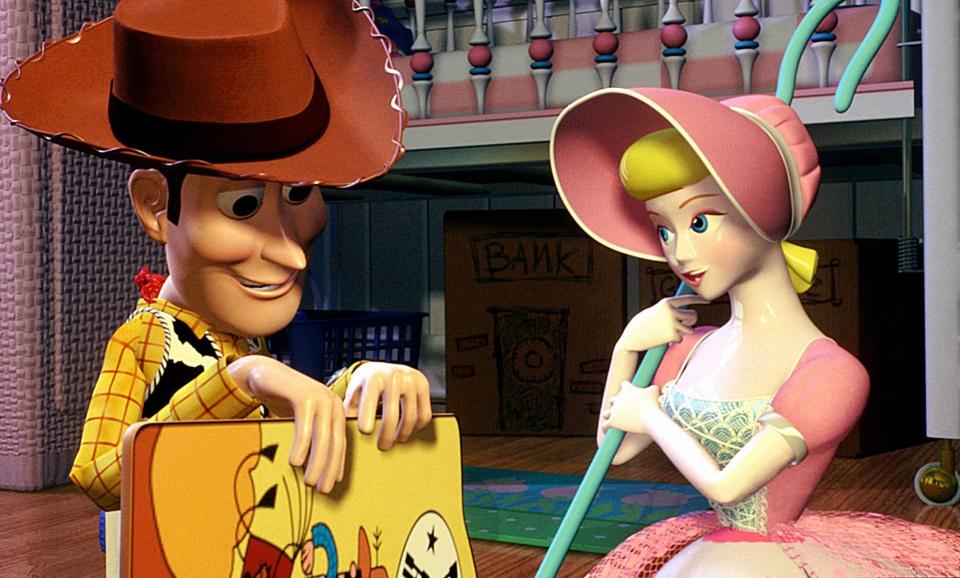 Woody and a not-so-demure Bo Peep cross paths again in "Toy Story 4."