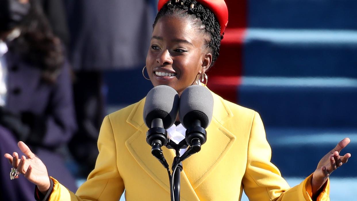 Youth Poet Laureate Amanda Gorman speaks during the inauguration of President Biden on the West Front of the U.S. Capitol on Jan. 20, in Washington, DC. 